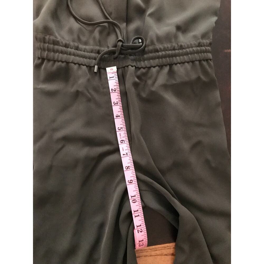 Vince Women's Sleeveless Olive Green Drawstring Waist Jumpsuit - Size 10 - Picture 8 of 12
